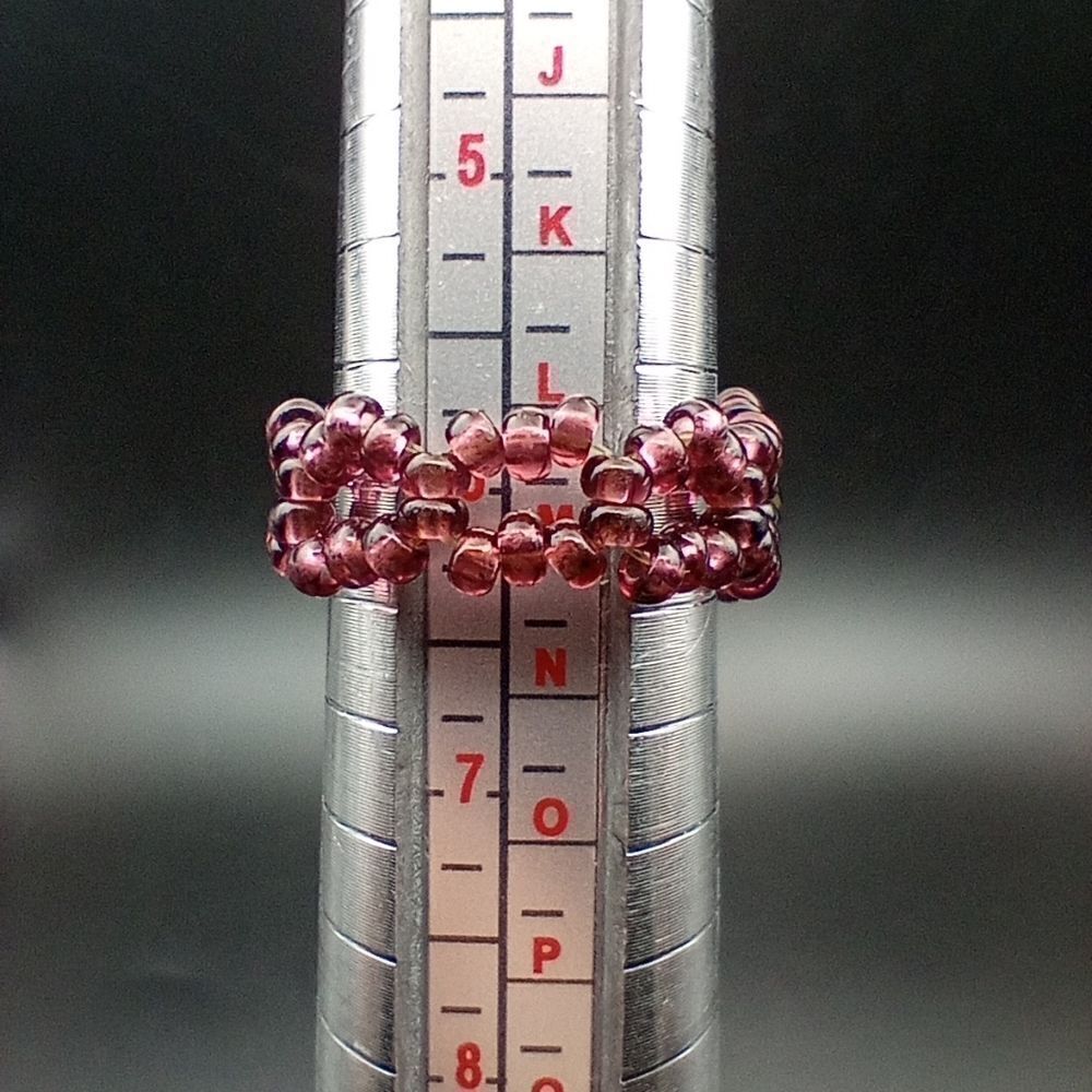 Unique ruby beaded ringāSize 6 R238 - Picture 4 of 4